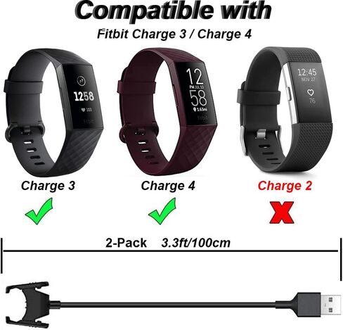 Charger for Fitbit Charge 3/4, Replacement USB Charging Cable Clip Cord for Fitbit Charge 3/4 Fitness Activity Tracker (1m/3.3ft) in Saudi Arabia