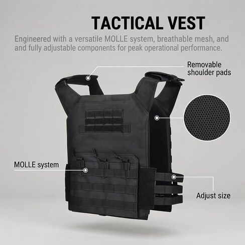 سترة Airsoft سوداء، سترة MOLLE التكتيكية تصل إلى 3XL لكرة الطلاء in Saudi Arabia