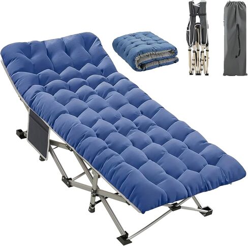 Camping Cot for Adults, Folding Bed with Mattress, Grey in Saudi Arabia