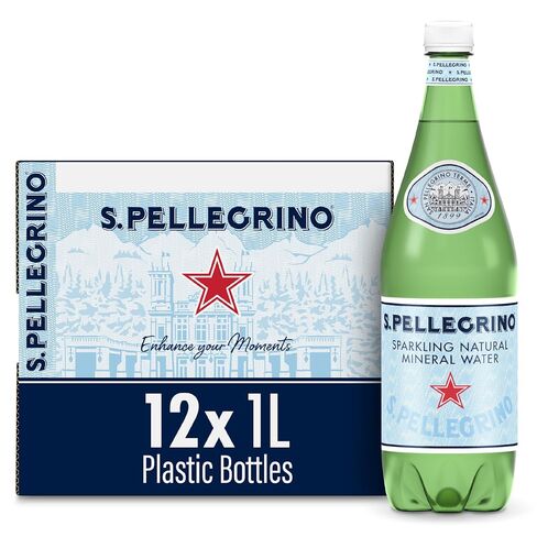 S.Pellegrino Sparkling Natural Mineral Water, 33.8 fl oz. Plastic Bottles (Pack of 12) in Saudi Arabia