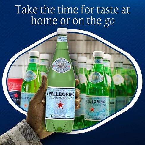 S.Pellegrino Sparkling Natural Mineral Water, 33.8 fl oz. Plastic Bottles (Pack of 12) in Saudi Arabia