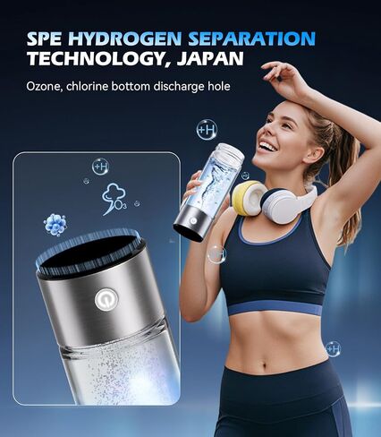 New Upgrade Hydrogen Water Bottle Generator【Industry TOP - 24-Hour Hydrogen Lock】【NO.1 Double Hydrogen Content】| 0 Chlorine & 0 Ozone | 100% Leak-Proof Seal, Sports Hydrogen Water Bottle in Saudi Arabia