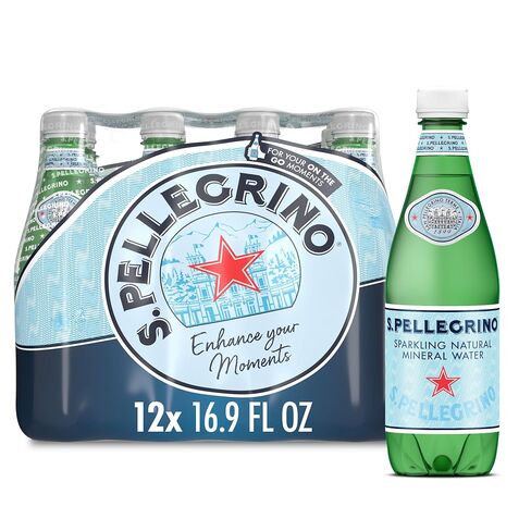 S.Pellegrino Sparkling Natural Mineral Water, Plastic Bottles, 16.9 Fl Oz (Pack of 12) in Saudi Arabia