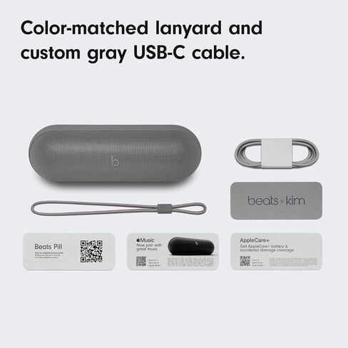 Beats Pill x Kim Kardashian - Wireless Bluetooth Speaker and Portable Charger via USB-C - Up to 24 Hours Battery Life, IP67 Water Resistant, Apple & Android Compatible, Built-in Mic – Dark Gray in Saudi Arabia