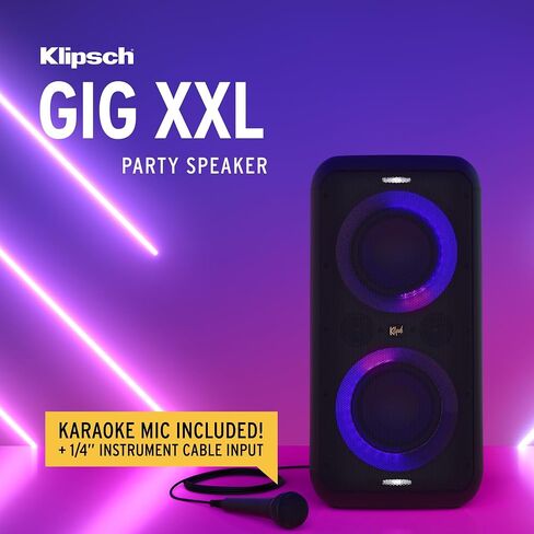 Klipsch Gig XXL, Black - Portable Wireless Bluetooth Speaker - Multiple Color Modes - Bass Boost - Two 6.5" Woofers & Two 2" Tweeters - 8-Hour Playtime in Kuwait
