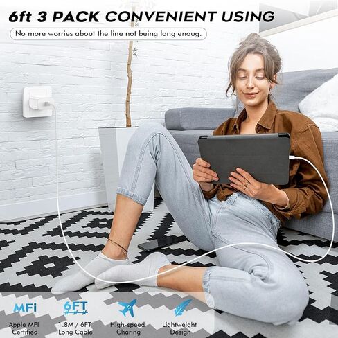 Fast USB C Charger Block,3Pack Long 6FT USBC to USBC Cable iPad Cord 20W iPhone 17 Pro Max Charger Travel Plug Fast Charging for iPhone 17/17 Air/17 Pro/16/16e/16 Pro/16Plus/15/15Pro/Pro Max/Plus,iPad in Saudi Arabia