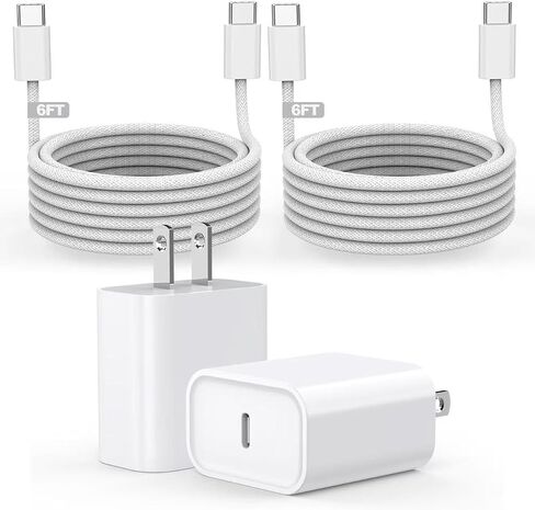 [Apple MFi Certified] iPhone Air/17 Charger,USB C Fast Charging 2Pack 20W Apple Charger Type C Block 6FT USB C to C Woven Cable for iPhone 17 Pro Max/16 Plus/16 Pro Max/15 Pro Max,iPad Pro/Air/AirPods in Saudi Arabia
