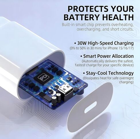 TT&C 30W USB C Charger Block, Wall Plug Power Adapter for iPhone 17,16,15 in Saudi Arabia
