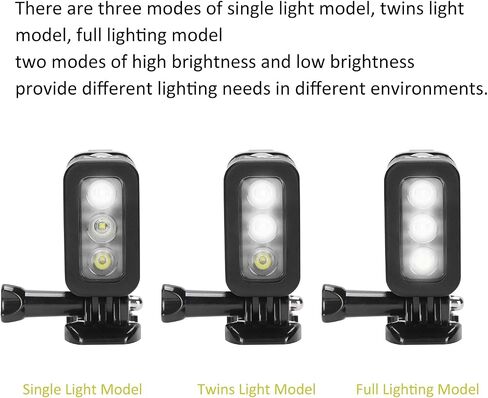 45M LED Video Light for 5 6 4 Session SJ4000 Yi, Underwater Diving Fill Lamp with 3 Modes & 1000mAh Battery for Deep Sea in Saudi Arabia