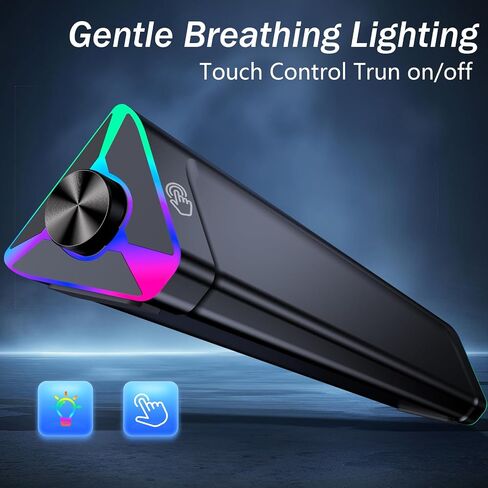LENRUE Computer Speakers for Desktop,PC Speakers with Single USB for Power and Stereo Sound,Touch Lights Gaming Speakers Sound bar for Desktop PC Laptop(USB-C Adapter Included) in Saudi Arabia
