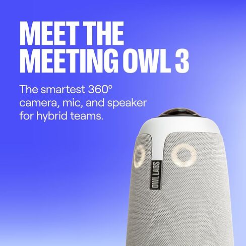حزمة Meeting Owl 3 Premium: كاميرا مؤتمرات فيديو ذكية بدقة 360 درجة ودقة 1080 بكسل عالية الدقة وميكروفون ومكبر صوت (التركيز التلقائي على السماعة والتكبير الذكي ومساواة الضوضاء) in Saudi Arabia