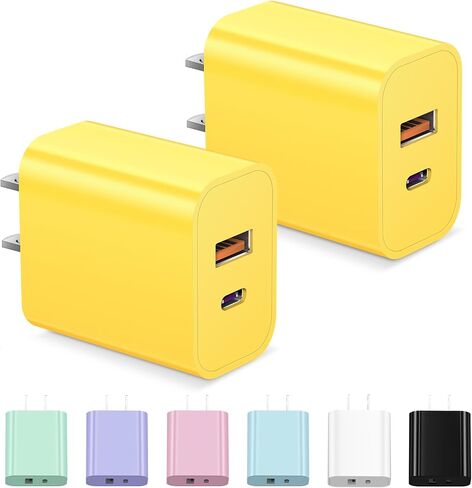 كتلة شاحن USB C شحن سريع متعدد المنافذ Adpater iPhone 17 كتلة شاحن 20 وات USB-C ومنفذ USB-A لأجهزة iPhone 17/16/15/14/13/12/11/X/8 iPad وGoogle Pxel وSamsung Galaxy in Kuwait