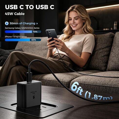 45W USB C Fast Charger 2-Pack,Type C Fast Charging Block with 6Ft Cable in Saudi Arabia