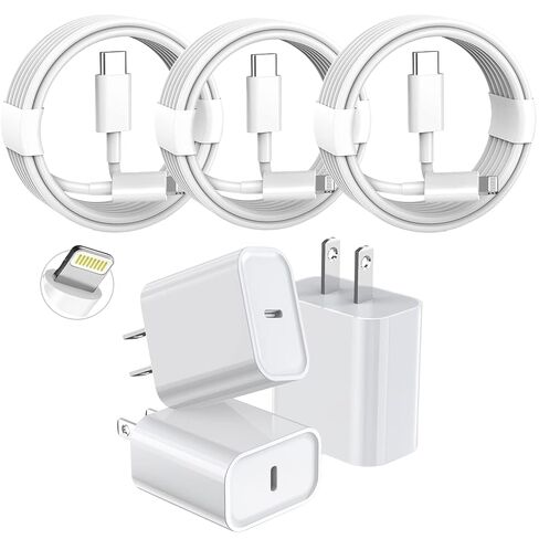 3 Pack Fast Charger iPhone,【Apple MFi Certified】6FT iPhone Charger Fast Charging USB C Block Wall Adapter 6 Foot Type C to Lightning Cable for iPhone 14 Pro Max/14 Plus/13 Pro/12/12Pro/11/XS/X,AirPods in Saudi Arabia