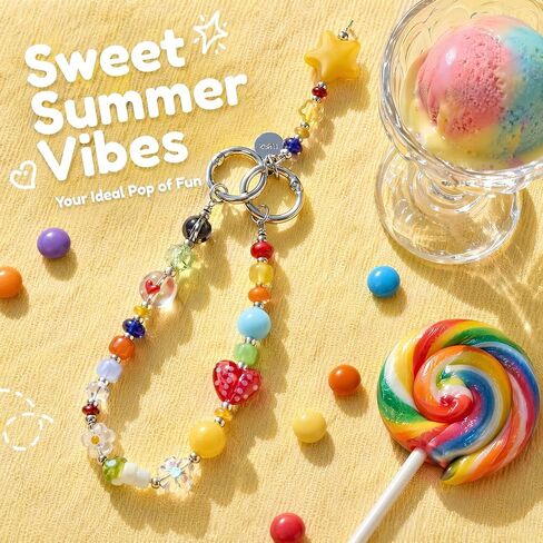 2Pcs Dopamine Style Pearl Beaded Phone Charms with Universal Wrist Straps, Cute & Playful Phone Chain, Multifunctional Lanyard for iPhone, Huawei, Samsung, Camera, Keychain & Bag Accessories, Versatile Gifts for Women & Girls in Saudi Arabia