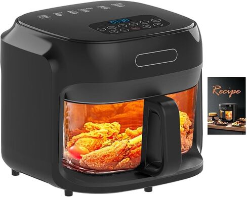 7.4QT Glass Air Fryer with Glass Basket, White in Saudi Arabia