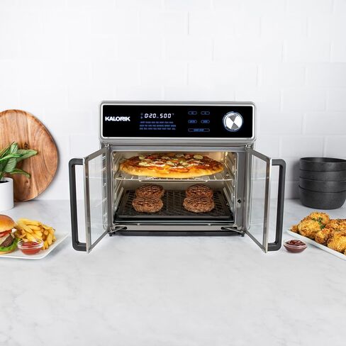 Kalorik Air Fryer Oven Grill MAXX Series 26-Quart with Smokeless Sear Technology Digital Controls Easy-View Door and 22 Smart Cooking Presets, Includes Cooking Accessories, 1700-Watts, Stainless Steel in Saudi Arabia
