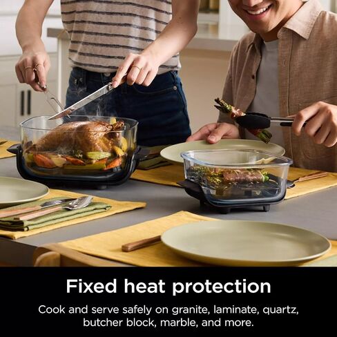 Ninja Crispi Air Fryer, Microwave, Freezer & Dishwasher Safe, Non Toxic Glass Portable Cooking System, 4 QT & 6 Cup Glass Containers with Storage Lids, Easy Meals, Air Fry, Bake, Blue (Renewed) in Saudi Arabia