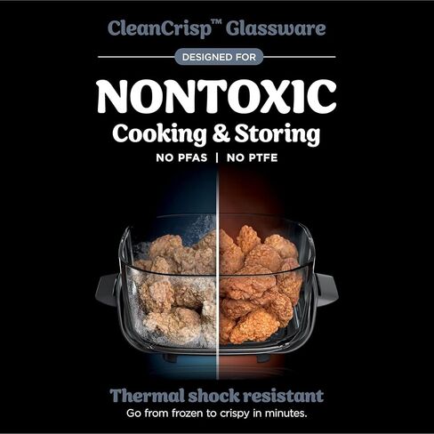 Ninja Crispi Air Fryer, Microwave, Freezer & Dishwasher Safe, Non Toxic Glass Portable Cooking System, 4 QT & 6 Cup Glass Containers with Storage Lids, Easy Meals, Air Fry, Bake, Blue (Renewed) in Saudi Arabia