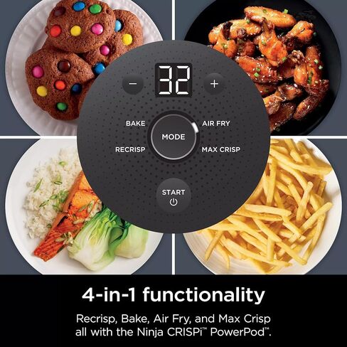 Ninja Crispi Air Fryer, Microwave, Freezer & Dishwasher Safe, Non Toxic Glass Portable Cooking System, 4 QT & 6 Cup Glass Containers with Storage Lids, Easy Meals, Air Fry, Bake, Blue (Renewed) in Saudi Arabia