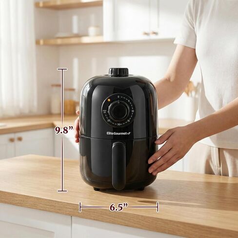 مقلاة هوائية شخصية من Elite Gourmet EAF-1121X، مدمجة، 1000 واط، 1.1 كيو تي، أسود in Saudi Arabia