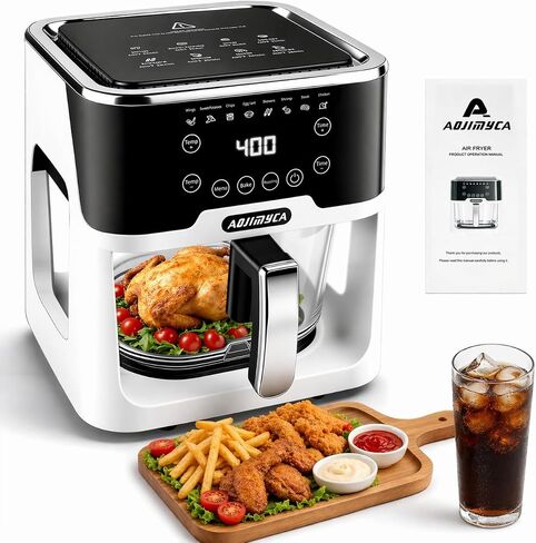 6.0QT Glass Air Fryer, Non Toxic AirFryer with Touchscreen Control in Saudi Arabia