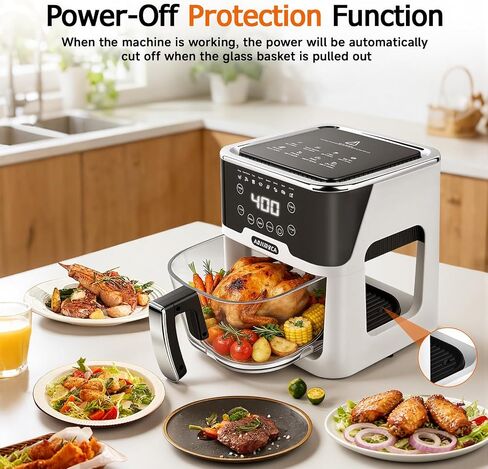 6.0QT Glass Air Fryer, Non Toxic AirFryer with Touchscreen Control in Saudi Arabia