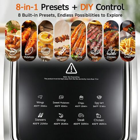 6.0QT Glass Air Fryer, Non Toxic AirFryer with Touchscreen Control in Saudi Arabia