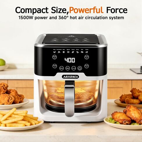 6.0QT Glass Air Fryer, Non Toxic AirFryer with Touchscreen Control in Saudi Arabia