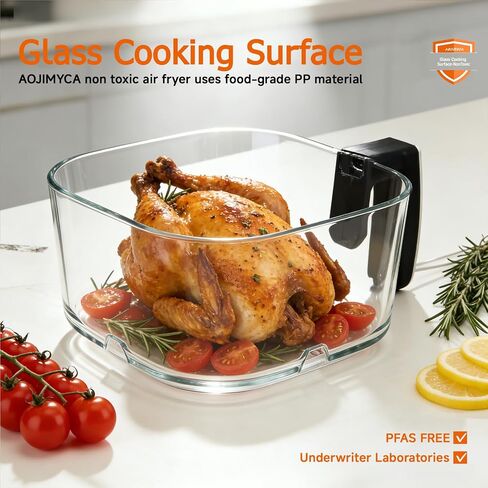 6.0QT Glass Air Fryer, Non Toxic AirFryer with Touchscreen Control in Saudi Arabia
