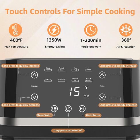 Stainless Steel 8Qt Large Digital Air Fryer with Window in Saudi Arabia