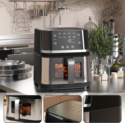 Stainless Steel 8Qt Large Digital Air Fryer with Window in Saudi Arabia