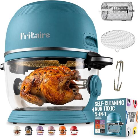 Non Toxic Air Fryer™ Pro | 9-in-1 Glass Air Fryer | Self-Cleaning | 5 Quart | Rotisserie and Tumbler | 400F Vortex For Even Cooking, BPA-Free Teflon Free, Recrisp, Roast, Bake, Sage in Saudi Arabia