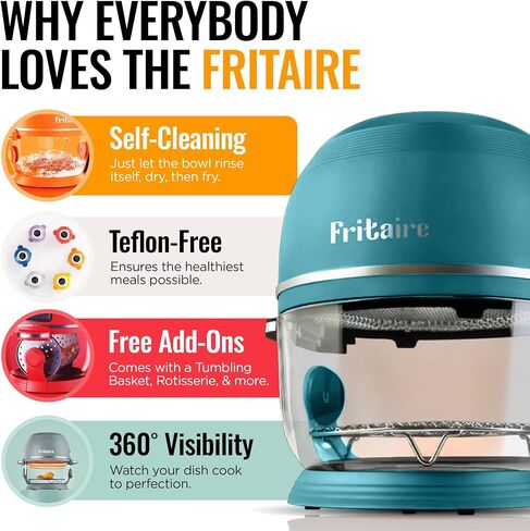 Non Toxic Air Fryer™ Pro | 9-in-1 Glass Air Fryer | Self-Cleaning | 5 Quart | Rotisserie and Tumbler | 400F Vortex For Even Cooking, BPA-Free Teflon Free, Recrisp, Roast, Bake, Sage in Saudi Arabia