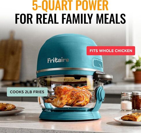 Non Toxic Air Fryer™ Pro | 9-in-1 Glass Air Fryer | Self-Cleaning | 5 Quart | Rotisserie and Tumbler | 400F Vortex For Even Cooking, BPA-Free Teflon Free, Recrisp, Roast, Bake, Sage in Saudi Arabia