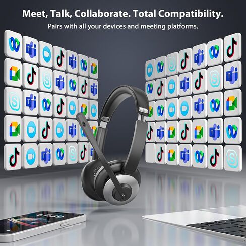 Wireless Headset with Microphone, AI Noise Cancelling Headset for Office in Saudi Arabia