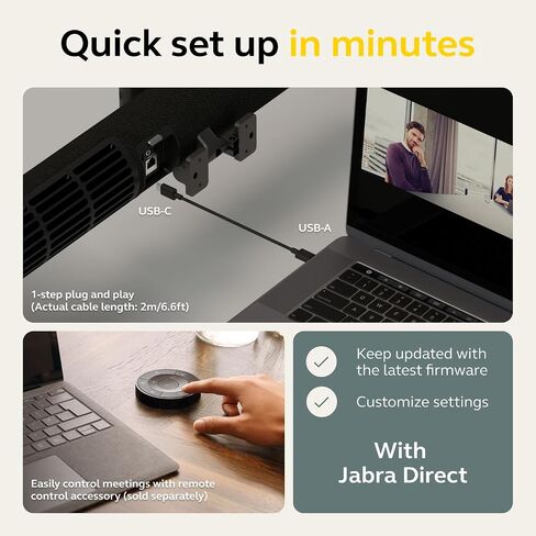 Jabra PanaCast 50 180° Panoramic-4K Meeting Room Webcam, Black in Kuwait