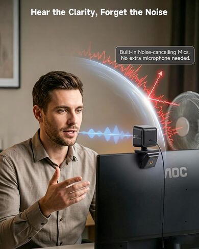 كاميرا ويب AOC 4K للكمبيوتر الشخصي، مستشعر سوني، كاميرا بث 1080P 60FPS مع PDAF in Saudi Arabia