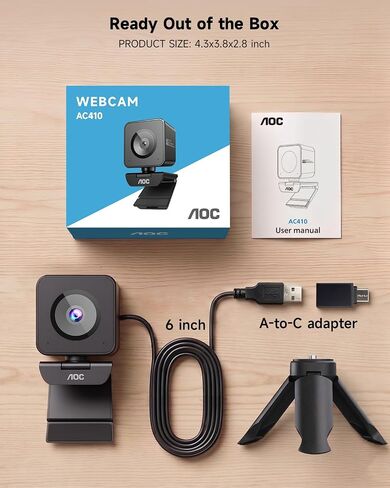 كاميرا ويب AOC 4K للكمبيوتر الشخصي، مستشعر سوني، كاميرا بث 1080P 60FPS مع PDAF in Saudi Arabia