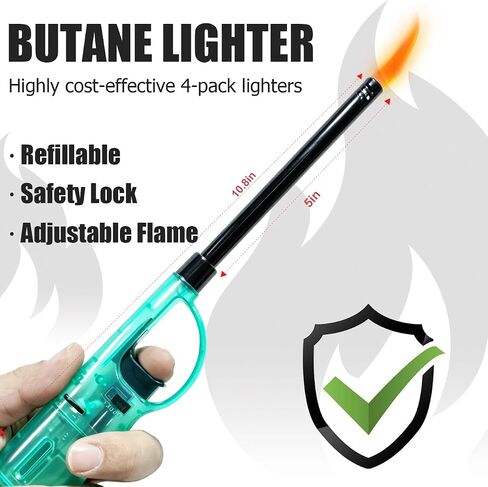 4 Pack Butane Candle Lighters Refillable Long Lighters for Candle Grill BBQ in Saudi Arabia