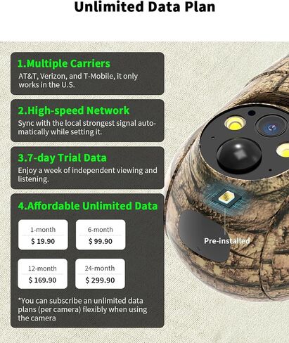 Oculview 4G LTE Cellular Trail Camera 360° Live Streaming Solar Deer Camera, SIM Card Included, Clear Night Vision, Remote Phone Control, Instant Alerts, Cloud Storage for Hunting/Outdoor Security in Saudi Arabia