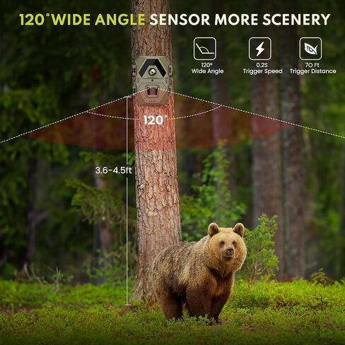 WOSPORTS Mini Trail Camera 1440P 36MP,Game Camera with Night Vision 0.2s Trigger Time Motion Activated Waterproof 120° Trail Cam for Wildlife Monitoring Card Reader in Kuwait