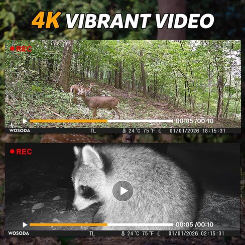 WOSODA ﻿3 Pack Trail Cameras, 48MP 4K No-Glow Night Vision Game Camera, Trail Cam with Motion Activated, IP66 Waterproof,2''LCD Screen,120° Wide Lens Wildlife Camera,Outdoor Scouting & Security in Saudi Arabia