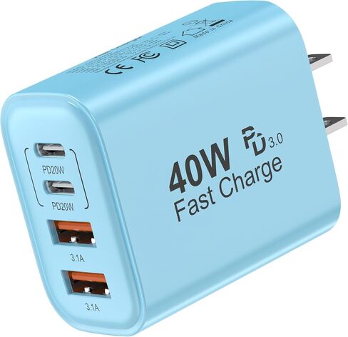 TT&C USB C Charger Block, 40W 4 Ports Wall Charger for iPhone 17,16,15,14 in Saudi Arabia