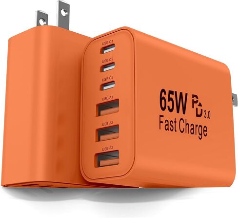 2-Pack 65W USB C Charger Block, 6-Port Fast Wall Charging Block [3 PD USB-C & 3 QC USB-A] for iPhone 17 16 15 Pro Max, iPad Pro, Galaxy S26 S25, Pixel 10 9, iWatch,Google & More in Saudi Arabia