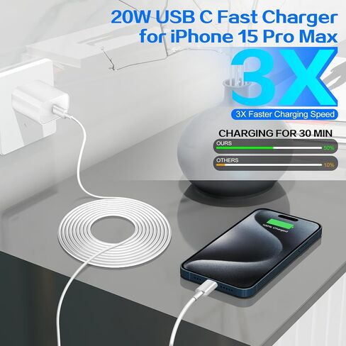 iPhone 17 16 15 Pro Charger Fast Charging,20W USB C Phone Charger Block,2Pack Quick Apple iPhone Charger 6FT Type C Charging Cord for iPhone 17/17 Pro/17 ProMax/17 Air/16/16 ProMax/16e/15 Pro/15 Plus in Saudi Arabia