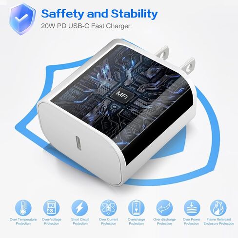 iPhone 17 16 15 Pro Charger Fast Charging,20W USB C Phone Charger Block,2Pack Quick Apple iPhone Charger 6FT Type C Charging Cord for iPhone 17/17 Pro/17 ProMax/17 Air/16/16 ProMax/16e/15 Pro/15 Plus in Saudi Arabia