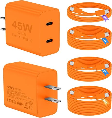 Super Fast Samsung Charger Type C, 2 Pack 45W Dual Port USB C Fast Charger in Saudi Arabia