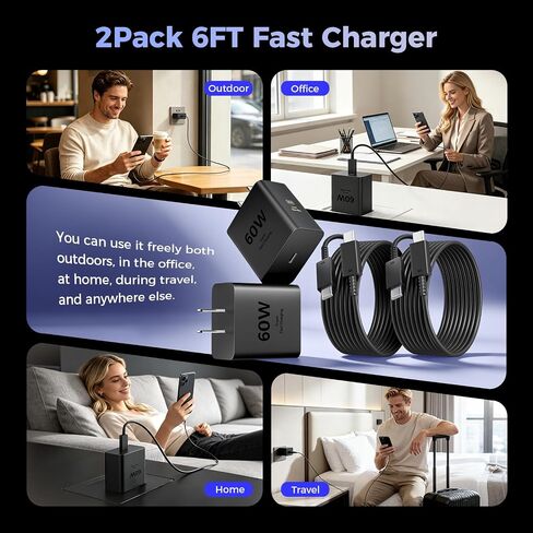 2 Pack 60w Super Fast USB C Charger, Type C Charger Fast Charging in Saudi Arabia