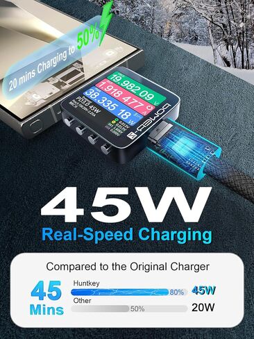 شاحن USB-C بقدرة 45 وات، شاحن فائق السرعة من النوع C 2 حزمة، شحن سريع PD مع كابل USB-C 5A لهاتف Samsung Galaxy S25 Ultra/S25+/S24 Ultra/S24+/S23 Ultra/S23+/Ultra S22/S22+/S20 Ultra/Note 10 in Saudi Arabia